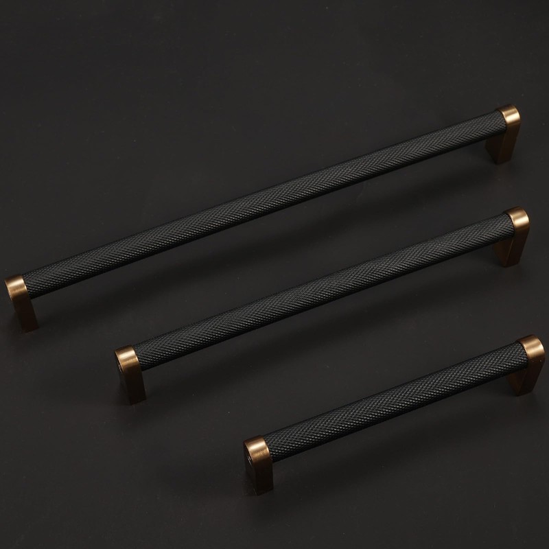 BUKOBYHE 10 Pack 7.5Inch(192mm) Kitchen Cabinet Handles Black and Champagne