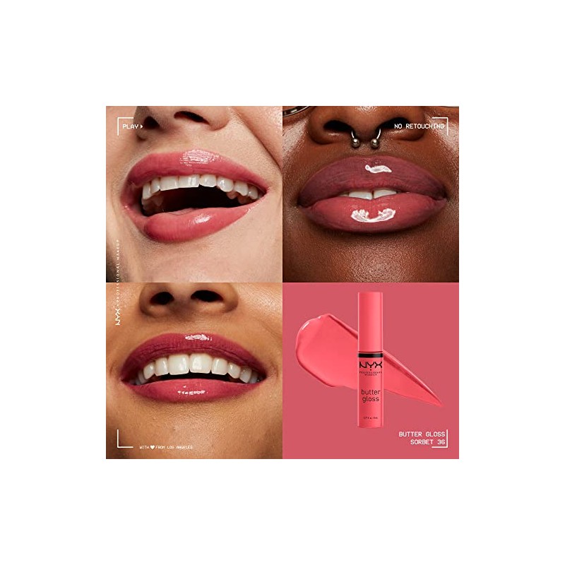 NYX PROFESSIONAL MAKEUP Butter Gloss, Non-Sticky Lip Gloss - Sorbet
