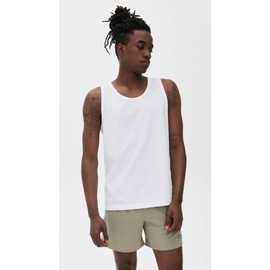 REIGNING CHAMP Men's Lightweight Jersey Slim Tank Top, White, L