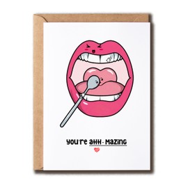 PTTShop You're Ahh-mazing Pretty Card - Dentist Thank You Card - Cute Dental Hygienist Card - Dental Greeting Card - Funny Oral Card