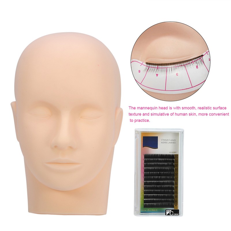 Professional One Training Head Model False Eyelashes Extension Practice Kit