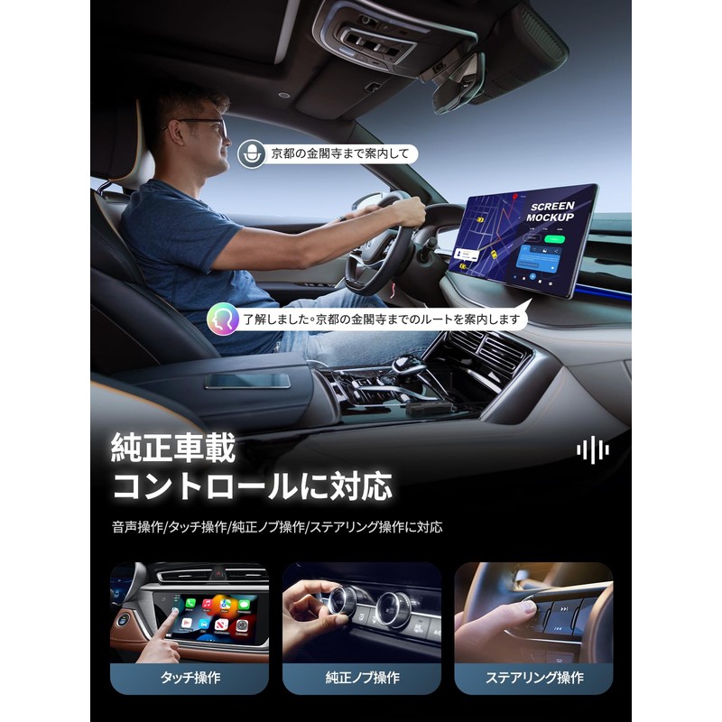 Lemorele Wireless CarPlay & Android Auto Adapter, Wireless, Bluetooth/Music/Navigation Cable,