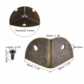 sourcing map 30x30x30mm Metal Box Corner Protectors Edge Guard Iron Bronze Tone 10pcs for Table Corners and Desk Corners