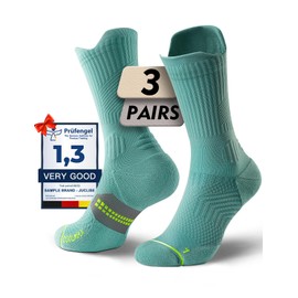 Juclise Compression Running Crew Socks For Women, Moisture Wicking Cushion Anti-Blister Hiking Athletic Socks (UK, Numeric, 3, 5, Regular, Regular, Wall Green)