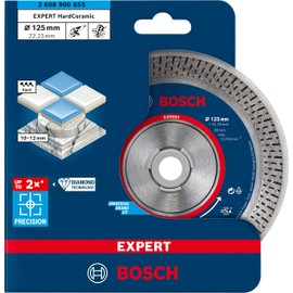 Bosch Professional 1 x Expert HardCeramic Diamond Cutting Discs (for Hard Tiles, Hard Stone, Diameter 125 mm, Small Angle Grinder Accessories)