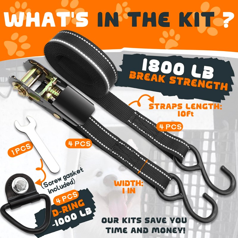Terixe 4 Pack Tie Down Kit for Ruffland Kennel -
