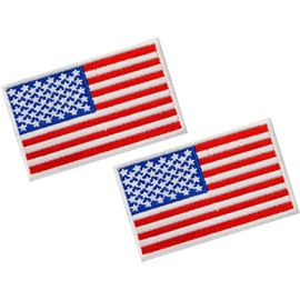 2PCS Premium Hook and Loop USA US American Flag Tactical Patches with Hook and Loop for Backpacks Caps Hats Jackets Pants (3-White)