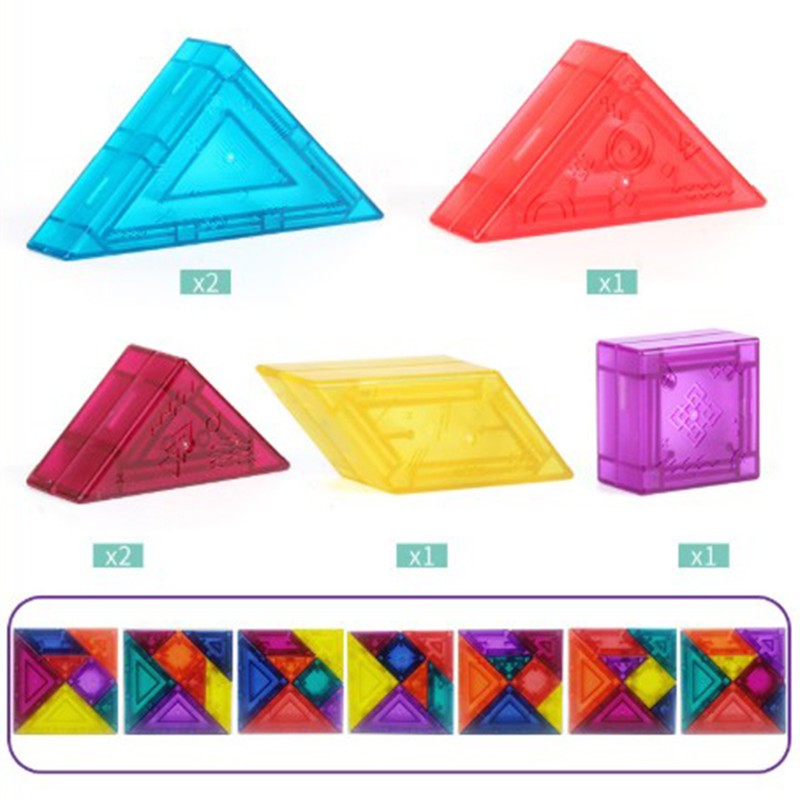 3D Magnetic Tangram Building Blocks Kids Brain Teaser Shape Recognition