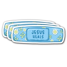FALIMITLESS Jesus Heals Cute Bandage Stickers Jeus Christian Girly Decals Vinyl Waterproof 3Pcs Journaling Inspirational Religious Healing Quotes Stickers for Water Bottles, Phone Laptop