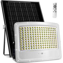 LAMPTEC Solar Outdoor Lights, 1500W 170 LED New Upgraded Third Generation Super Bright Floodlights, IP65 Waterproof Motion Sensor Lights with Remote Control and 16.4 Ft Cables for Patio, Yard, Garage