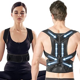 Corrector de Postura, Corrector de Postura Ajustable,Soporte de Espalda Transpirable,Espalda Anti-Joroba y Alivio Del Dolor de Cuello, Cintura, Hombros, Unisex,Mejora La Postura de Hombres y Mujeres, se Puede Usar al Correr, Hacer Deportes, Caminar y Acampar… (M)