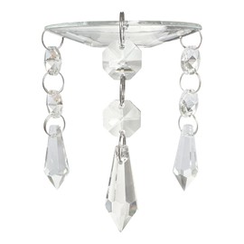 VGEUNA 4 Pieces Bent Glass Candle Bobeches with Crystal Prisms Pendant for Candlestick Holders (Round)