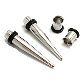Zaya Body Jewelry Pair of 316l Steel Tapers and Tunnels Ear Stretching Kit Gauges Gauging Plugs Choose 1/2 9/16 00g-14g (9/16")