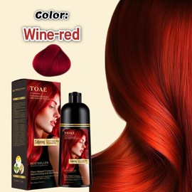 TOAE 3 in 1 Hair Dye Shampoo - Can cover gray hairs,Herbal Ingredients,Contains Ginseng Extract,Natural Haircoloring, black hairdye:_Wine-red