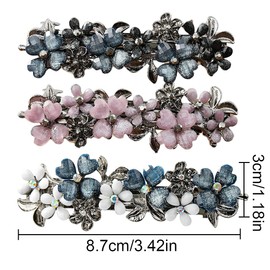 IUDWCG - 3 Pcs French Crystal Hair Clip Elegant Hair Clip Sparkly Fashion Delicate Flower Crystal Hair Clip Suitable for Female Girls