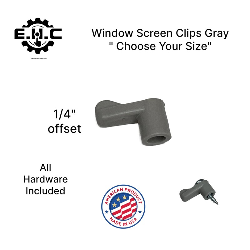 Window Screen Clips "Gray” Plastic (Choose Your Size! /Size Run