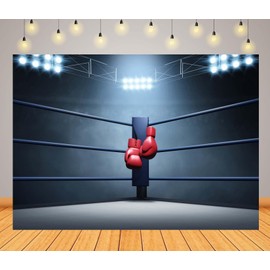 CORFOTO 7x5ft Fabric Red Boxing Gloves Backdrop Boxing Arena Photo Backdrop Boxing Sport Gym Photo Background Boxing Party Decorations Birthday Party Boys Men Photo Props