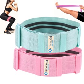 Resistance Bands - home/gym fitness, excersise, physio equipment for women & men. Premium strong fabric, adjustable size. Set of 2 multi size, multi resistance (Pink/Green)