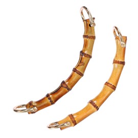 TEHAUX 4pcs Bamboo Bag Handles for Diy Handbag Accessories Elegant Replacement Carrying Strap Handles for Straw and Beach Bags Light Old