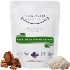 Holistic Organic Mushroom Coffee for Mind & Body Brilliance | Shroom Awakening Mushroom Coffee with Arabica, Lion's Mane & Chaga | Gluten-Free | Vegan | GMO-Free | 4oz
