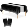 LIKAJON 2 Pack Black and Silver Tablecloth Party Decorations Plastic