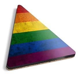 1 x Triangle Coaster - Gay Flag Lesbian Bisexual Rainbow Cork Backed MDF Glossy Tea Coffee Accessory #8841