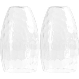 GO&SO 2-Pack Hand Blown Water Ripple Art Glass Lamp Shade for Light Replacement, 7.8"H,1.57" Fitter,E26 Base, Oval Glass Light Shade Cover, for Kitchen Island Mini Pendant Light/Table Lamp/Chandelier
