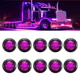 JXOFROAD 3/4" Purple LED Side Marker Light,Waterproof Round Bullet Clearance Light,Front Rear Signal Marker Lights,12V Tail Top Indicator for Trailer Truck Van RV Caravan (Pack of 10)…