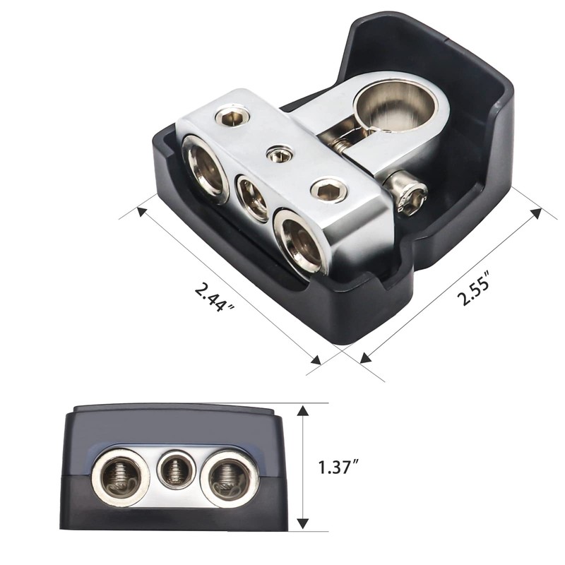 Recoil PBT-D08 2 Pack Premium Solid Brass Positive Negative Battery
