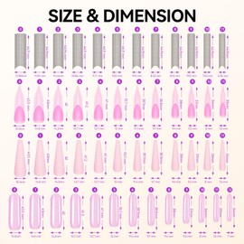 Gelike EC Dual Forms for Extension: 96 Pcs Color Nail Form, 4 Style 12 Size Nail Forms For Builder, Half Matte Gel Forms For Manicure Art Design Salon Diy