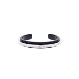 Karen Millen Resin Crystal Cuff Bracelet for Women (Silver/Black)