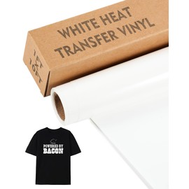 XINXINVibe 12" x 10ft White Heat Transfer Vinyl Rolls for T Shirts, Iron on Vinyl for All Cutter Machine, Easy to Cut & Weed for DIY Heat Vinyl Design (White)