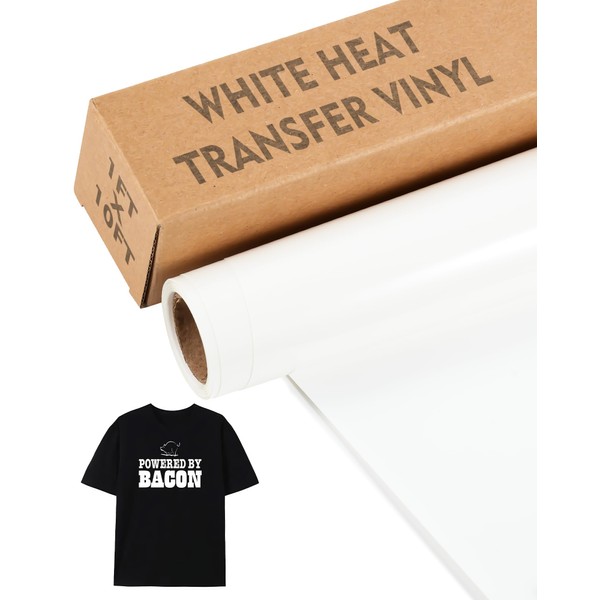 XINXINVibe 12" x 10ft White Heat Transfer Vinyl Rolls for