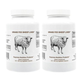 Supreme Nutrition Grass Fed Sheep Liver, 120 Pure Ovine Liver Capsules (Pack of 2)