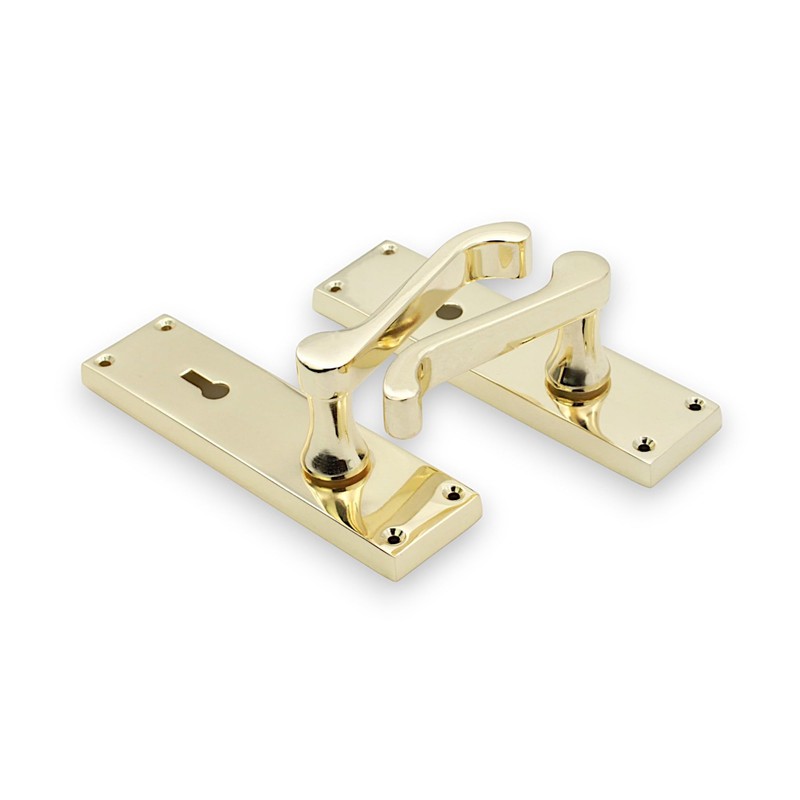 Infinity Decor Set of Polished Brass Victorian Scroll Lever Lock