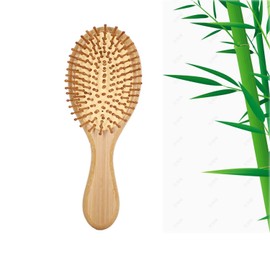 YQkangzhu Bamboo Paddle Hair Brush, Natural Bamboo Air Cushion Comb for Massaging Scalp, Anti Static Hair Massage Brush for Daily Care, Large Oval Brush for Curly Hair, Reduce Frizz No Hair Tangle