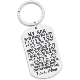 Govind Crafted Inspirational Gift to Son from mom-Never Forget How Much i Love You Gift Keychain for Teen Boy from Mother in Law Stepmom