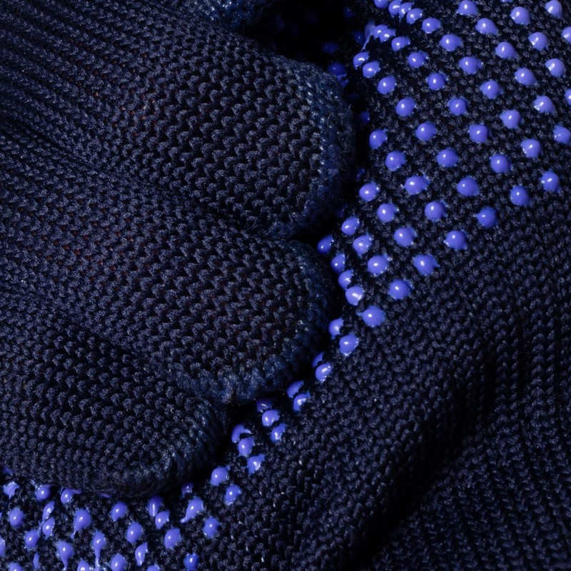 Knitted Gloves Cotton/Polyester with Pimples Medium Weight Blue - 12