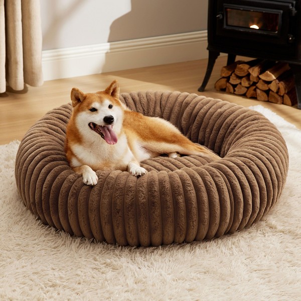 Bedsure Donut Large Dog Bed - Washable Faux Fur with