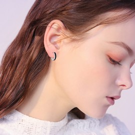 SHEAISRS Black Hoop Earrings Men Sterling Silver Mens Earrings Jewelry for Men Women