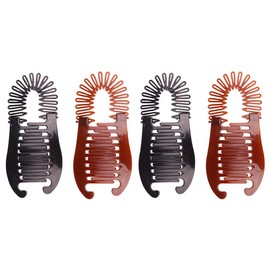 OSALADI Banana Hair Clip 4pcs Banana Hair Clip Banana Hair Comb Clips Ponytail Holder Interlocking Banana Hair Clips for Girls Women (Black, Coffee) Hair Claw Clips