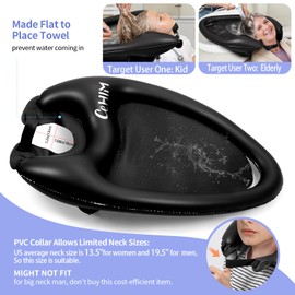 Cehim Inflatable Shampoo Basin - Portable Shampoo Bowl, Hair Washing Basin for Bedridden, Disabled,Injured, Hair Wash Tub for Dreadlocks and at Home Sink Washing (Black, Large)