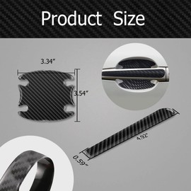 8PCS Car Door Handle Sticker, Carbon Fiber Anti-Scratches Car Door Cup Protector, Car Door Handle Scratch Protector, Car Door Handle Cup Protector Films Universal for Most Car Handles