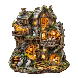 KaayeeWood Wooden Puzzle for Adults, Rabbit Tree House Wooden Puzzle, Unique Wooden Puzzle with Gift Box, Gifts for Children and Adults (34 x 30.7 cm, 230 Pieces)