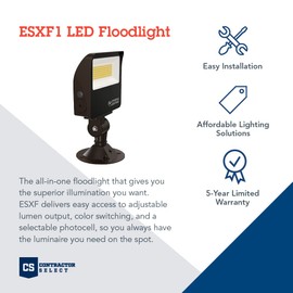 Lithonia Lighting ESXF1 ALO SWW2 KY DDB M2 Outdoor LED Switchable Floodlight, Knuckle or Yoke Mount, Bronze