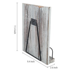 MyGift Rustic Torched Wood and Matte Black Metal Wire Kitchen Countertop Cookbook Stand, Rectangular Wooden Cooking Recipe Book or Tablet Holder with Foldable Kickstand