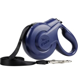 Fida Retractable Dog Leash, Heavy Duty 16 ft for Medium Dog or Cat up to 55 lbs, Pet Walking Leash, Tangle Free, One-Handed Brake, Styleash Series (M, Blue)