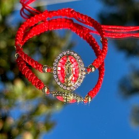 San Judas/Virgen Mary Bracelet - Color: Red Virgen Mary Bracelet