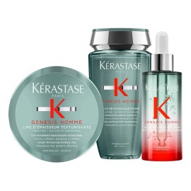 Kit Tratamiento Para Cabello Debil Anticaida Shampoo Suero y Cera Kerastase Genesis Homme Fortalece la Fibra Capilar