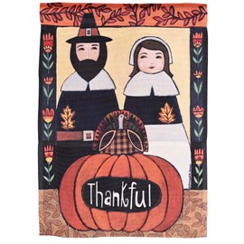 Dicksons Magnolia Garden Outdoor Flag Decoration For Garden, Yard, Or Walkway Standard 13 x 18, Weather Resistant Polyester, Pilgrims Thankful